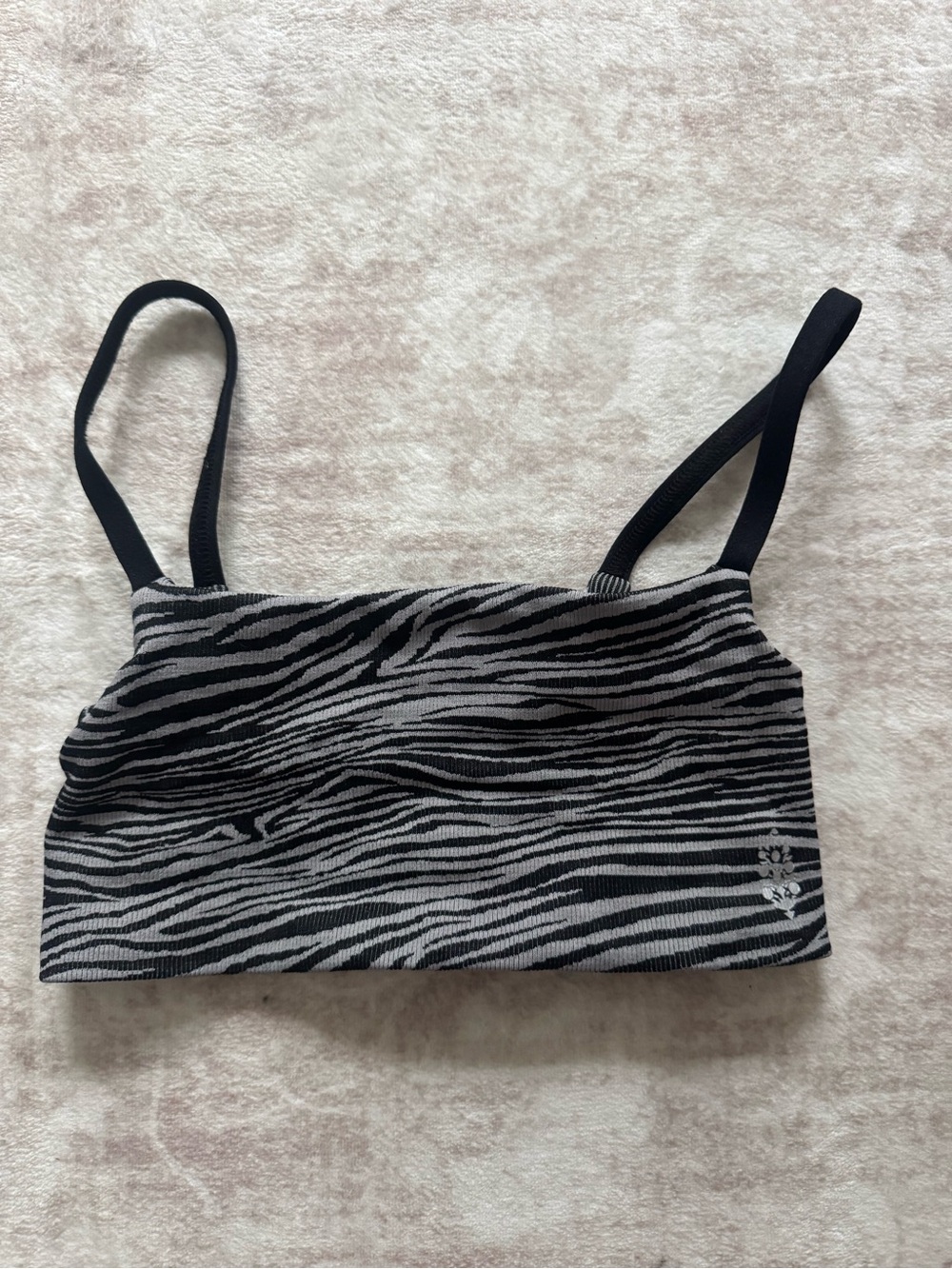 Free People Zebra Stripe Seamless Bralette - Black & Gray